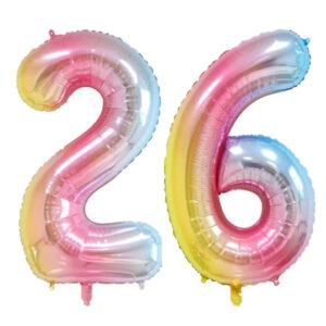 Balon folie cifra 26 ani Curcubeu Domi Party Gifts Domi Shop