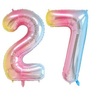 Balon folie cifra 27 ani Curcubeu Domi Party Gifts Domi Shop