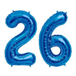 Balon folie cifra aniversare 26 ani albastru blue Domi Party Gifts Domi Shop