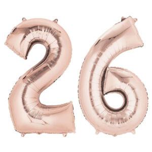 Balon folie cifra aniversare 26 ani rose gold Domi Party Gifts Domi Shop