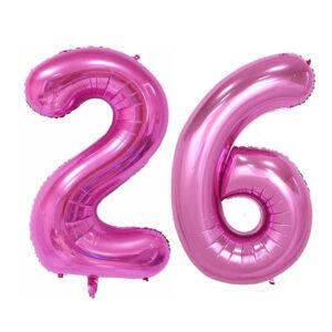 Balon folie cifra aniversare 26 ani roz pink Domi Party Gifts Domi Shop