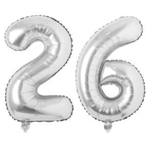 Balon folie cifra aniversare 26 ani silver argintiu Domi Party Gifts Domi Shop