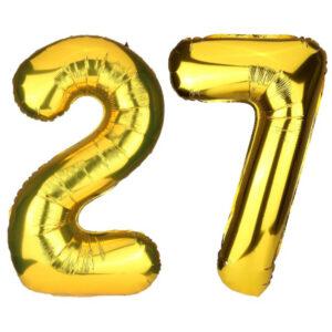Balon folie cifra aniversare 27 ani gold auriu Domi Party Gifts Domi Shop