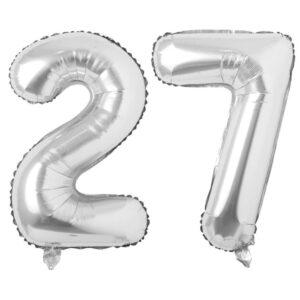 Balon folie cifra aniversare 27 ani silver argintiu Domi Party Gifts Domi Shop