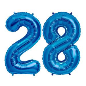Balon folie cifra aniversare 28 ani albastru blue Domi Party Gifts Domi Shop