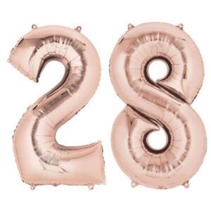 Balon folie cifra aniversare 28 ani rose gold Domi Party Gifts Domi Shop