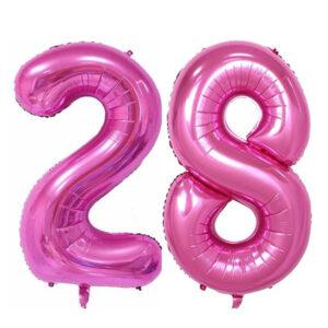 Balon folie cifra aniversare 28 ani roz pink Domi Party Gifts Domi Shop