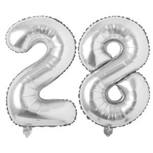 Balon folie cifra aniversare 28 ani silver argintiu Domi Party Gifts Domi Shop