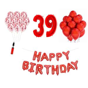 Set Happy birthday Rosu aniversare 39 ani