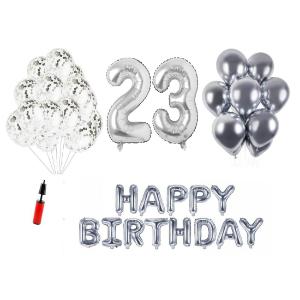 Set Happy birthday argintiu silver aniversare 23 ani