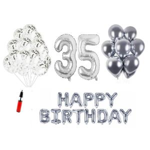 Set Happy birthday argintiu silver aniversare 35 ani