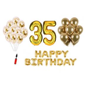 Set Happy birthday gold auriu aniversare 35 ani