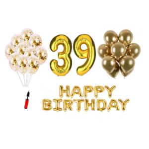 Set Happy birthday gold auriu aniversare 39 ani