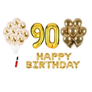 Set Happy birthday gold auriu aniversare 90 ani