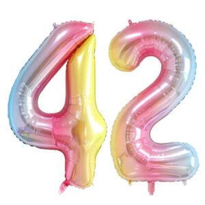 Balon folie cifra aniversare 42 ani ,culori variate, Domi Party & Gifts 18 Balon folie cifra 42 ani Curcubeu Domi Party Gifts Domi Shop