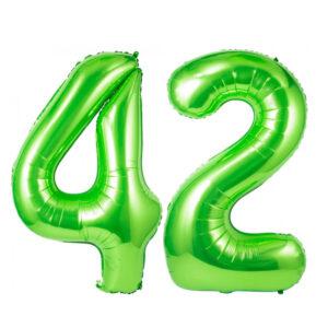 Balon folie cifra aniversare 42 ani ,culori variate, Domi Party & Gifts 13 Balon folie cifra 42 ani verde green Domi Party Gifts Domi Shop