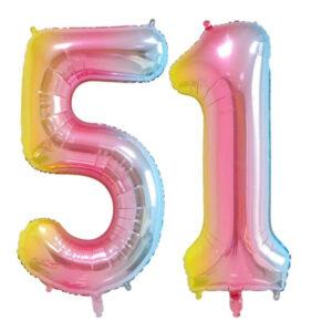 Balon folie cifra aniversare 51 ani ,culori variate, Domi Party & Gifts 18 Balon folie cifra 51 ani Curcubeu Domi Party Gifts Domi Shop