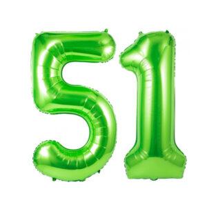 Balon folie cifra aniversare 51 ani ,culori variate, Domi Party & Gifts 13 Balon folie cifra 51 ani verde green Domi Party Gifts Domi Shop