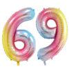 Balon folie cifra aniversare 69 ani ,culori variate, Domi Party & Gifts 22 Balon folie cifra aniversare 69 ani