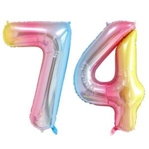 Balon folie cifra aniversare 74 ani ,culori variate, Domi Party & Gifts 18 Balon folie cifra 74 ani Curcubeu Domi Party Gifts Domi Shop