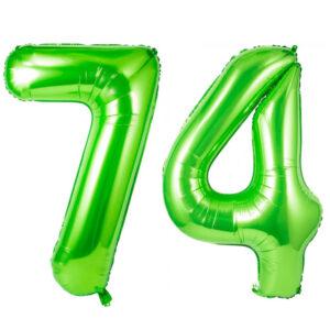 Balon folie cifra aniversare 74 ani ,culori variate, Domi Party & Gifts 13 Balon folie cifra 74 ani verde green Domi Party Gifts Domi Shop