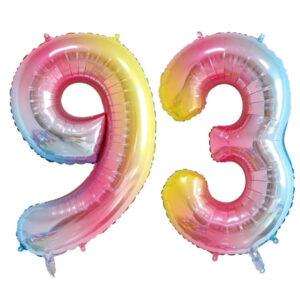 Balon folie cifra aniversare 93 ani ,culori variate, Domi Party & Gifts 18 Balon folie cifra 93 ani Curcubeu Domi Party Gifts Domi Shop