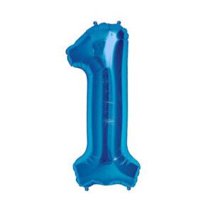 Balon folie cifra aniversare 1 an albastru blue Domi Party Gifts Domi Shop