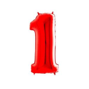 Balon folie cifra aniversare 1 an rosu red Domi Party Gifts Domi Shop