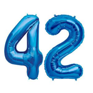 Balon folie cifra aniversare 42 ani ,culori variate, Domi Party & Gifts 20 Balon folie cifra aniversare 42 ani albastru blue Domi Party Gifts Domi Shop