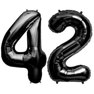 Balon folie cifra aniversare 42 ani ,culori variate, Domi Party & Gifts 17 Balon folie cifra aniversare 42 ani negru black Domi Party Gifts Domi Shop