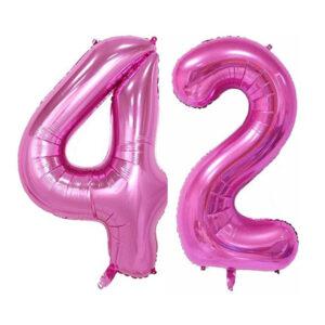 Balon folie cifra aniversare 42 ani ,culori variate, Domi Party & Gifts 14 Balon folie cifra aniversare 42 ani roz pink Domi Party Gifts Domi Shop