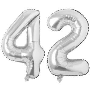 Balon folie cifra aniversare 42 ani ,culori variate, Domi Party & Gifts 16 Balon folie cifra aniversare 42 ani silver argintiu Domi Party Gifts Domi Shop