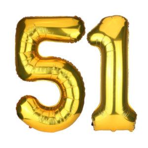 Balon folie cifra aniversare 51 ani ,culori variate, Domi Party & Gifts 15 Balon folie cifra aniversare 51 ani gold auriu Domi Party Gifts Domi Shop
