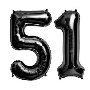 Balon folie cifra aniversare 51 ani ,culori variate, Domi Party & Gifts 17 Balon folie cifra aniversare 51 ani negru black Domi Party Gifts Domi Shop