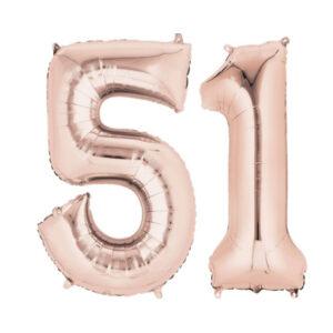 Balon folie cifra aniversare 51 ani ,culori variate, Domi Party & Gifts 19 Balon folie cifra aniversare 51 ani rose gold Domi Party Gifts Domi Shop