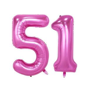Balon folie cifra aniversare 51 ani ,culori variate, Domi Party & Gifts 14 Balon folie cifra aniversare 51 ani roz pink Domi Party Gifts Domi Shop