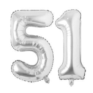Balon folie cifra aniversare 51 ani ,culori variate, Domi Party & Gifts 16 Balon folie cifra aniversare 51 ani silver argintiu Domi Party Gifts Domi Shop