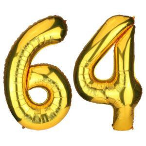 Balon folie cifra aniversare 64 ani gold auriu Domi Party Gifts Domi Shop