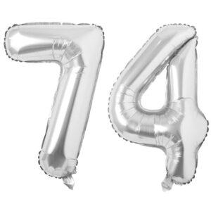Balon folie cifra aniversare 74 ani ,culori variate, Domi Party & Gifts 16 Balon folie cifra aniversare 74 ani silver argintiu Domi Party Gifts Domi Shop