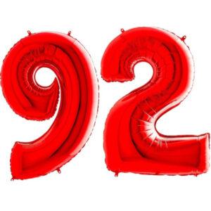 Balon folie cifra aniversare 92 ani ,culori variate, Domi Party & Gifts 12 Balon folie cifra aniversare 92 ani rosu red Domi Party Gifts Domi Shop