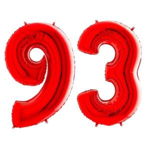Balon folie cifra aniversare 93 ani ,culori variate, Domi Party & Gifts 12 Balon folie cifra aniversare 93 ani rosu red Domi Party Gifts Domi Shop
