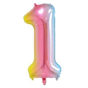 Cifra 1 balon folie curcubeu Domi Party Gifts Domi Shop