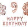 Set Happy birthday Rose Gold aniversare 9 ani