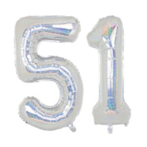 Balon folie cifra aniversare 51 ani ,culori variate, Domi Party & Gifts 21 Balon folie cifra aniversare 51 ani