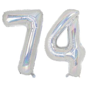 Balon folie cifra aniversare 74 ani ,culori variate, Domi Party & Gifts 21 Balon folie cifra aniversare 74 ani argintiu holografic Domi Shop Domi Party Gifts
