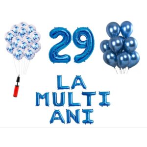 Set baloane La Multi Ani 29 ani, Baloane Latex, Baloane Folie, Baloane Confetti, Pompa 19 Cadou set baloane La Multi Ani 29 ani