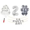 Set baloane La Multi Ani 2 ani, Baloane Latex, Baloane Folie, Baloane Confetti, Pompa 21 set la multi ani argintiu silver aniversare 2 ani