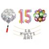 Set baloane La Multi Ani 15 ani, Baloane Latex, Baloane Folie, Baloane Confetti, Pompa 20 set la multi ani curcubeu aniversare 15 ani