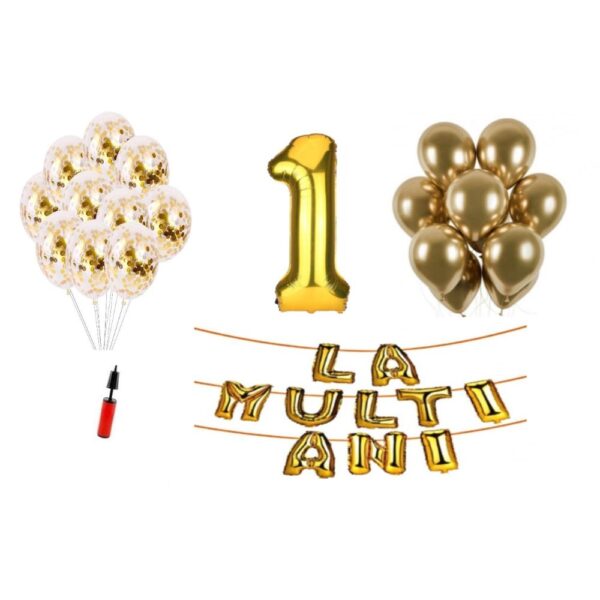 set la multi ani gold auriu aniversare 1 an