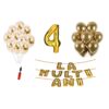 Set baloane La Multi Ani 4 ani, Baloane Latex, Baloane Folie, Baloane Confetti, Pompa 11 set la multi ani gold auriu aniversare 4 ani